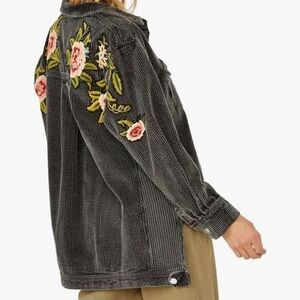 We the Free People Dawn Break Embroidered Corduroy  Shacket Jacket Top Womens M